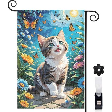 Drapeau de jardin décoration saisonnière toile épaisse double face 30 x 45 cm pour jardin maison (1/5)