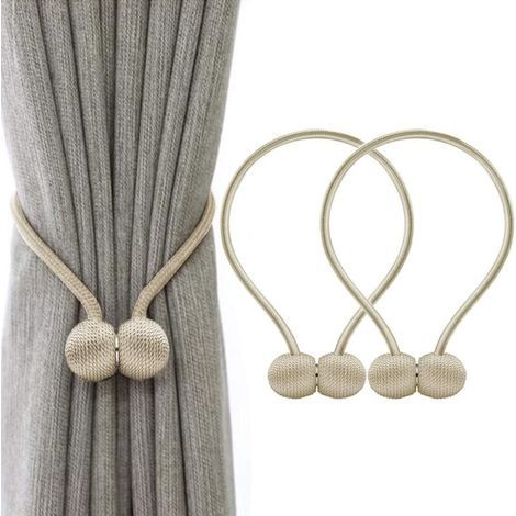 Magnetische Gardinenhalter, geflochtene magnetische Gardinenhalter, Schlaufen-Gardinenhalter (Beige)