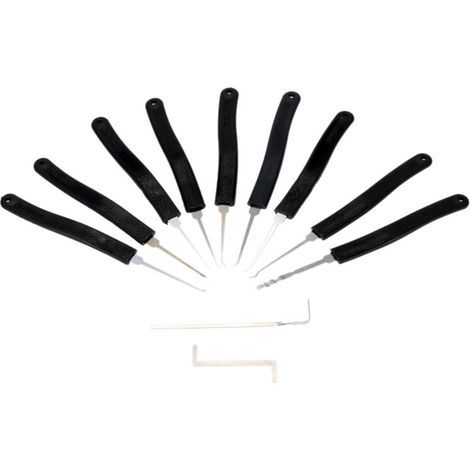Kit de 9 outils de crochetage de serrures professionnel – ensemble complet avec 2 clés plates, acier inoxydable (1/5)
