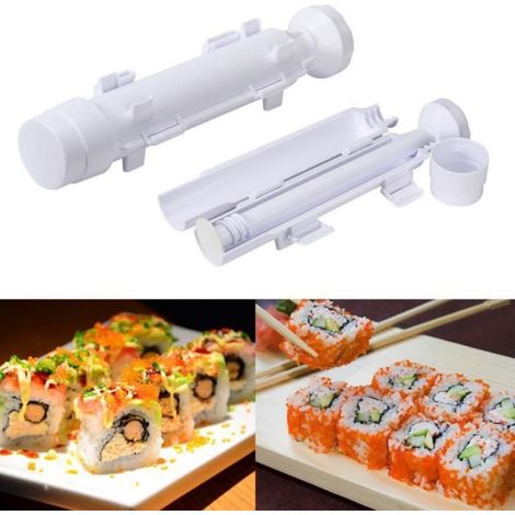 Kit Rouleau A Sushi - Tube 29.5 x 6 cm - Plongeur Et Capuchon Inclus - Lavable En Lave-Vaisselle - Blanc - 1 Pièce (1/4)