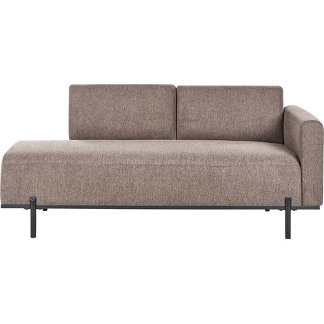 Chaise Longue à Droite Style Minimaliste Pieds Métallique en Faux Lin Marron Clair Savasse (1/5)