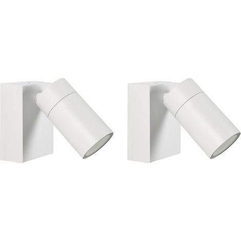 Set of 2 Outdoor Wall Lamps White Aluminium Spotlights Modern Outdoor Lighting MANOR (1/5)