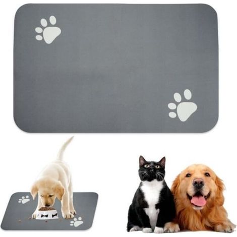 Futternapfmatte für Hunde und Katzen – saugfähig – rutschfest – Kieselgur – 40 x 60 cm – für Hunde und Katzen