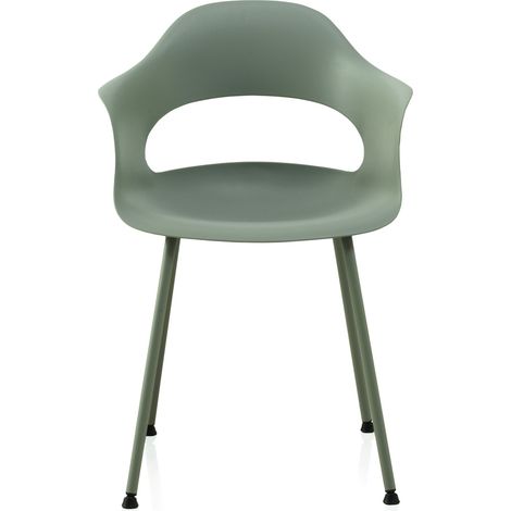 Lot de 4 fauteuils en polypropylène couleur pistache avec pieds en métal (1/5)