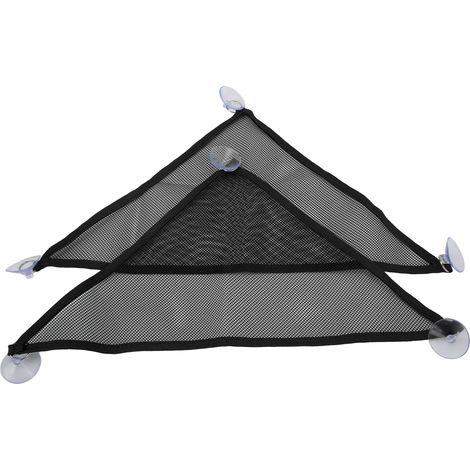 Lot de 2 hamacs pour reptiles, hamac triangulaire en maille avec ventouses pour iguanes, anolis, geckos et serpents (noir, taille S). (1/5)
