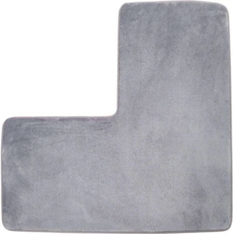 Tapis de bain en L - Tapis de douche d'angle en polaire corail doux, antidérapant et absorbant, lavable pour douche carrée, toilettes, maison et spa (gris) (1/5)