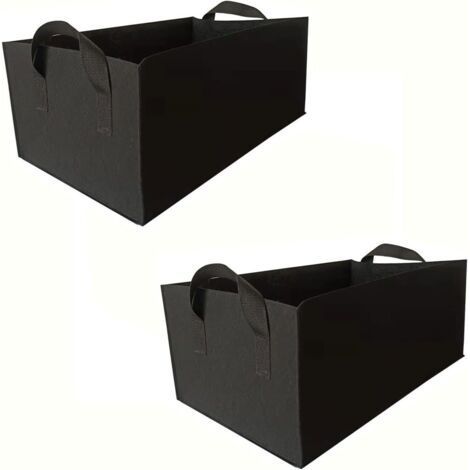 Lot de 2 Sacs de Culture en Tissu Non tissé épais – Pots de Fleurs rectangulaires avec poignées for légumes, Fruits et Fleurs(Schwarz,40x30x20cm) (1/4)