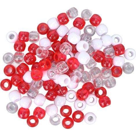 100 perles à dreadlocks multicolores, perles de tressage pour cheveux et barbe, décoration d'accessoires, rouge blanc transparent, lot de 100 pièces (1/5)