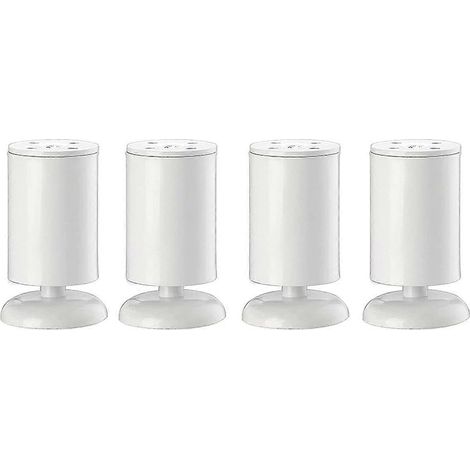 Quatre pieds de meubles cylindriques en acier inoxydable épais et réglables, adaptés aux pieds de table et de canapé. (1/5)