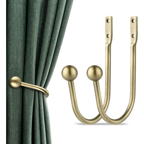 2 pièces Embrasses de rideaux, Alliage d'aluminium, Support mural rétro, Crochet de fenêtre, Pour salon chambre cuisine (1/5)