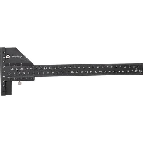 Règle en alliage d'aluminium multifonction pour menuiserie, outil de mesure et marquage en T noir. (1/5)