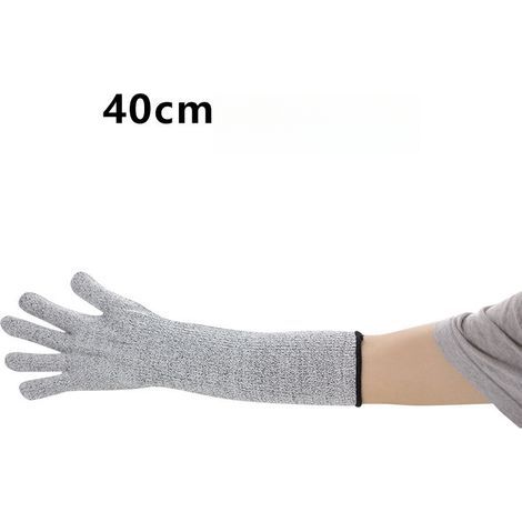 3 paires manchettes de protection bras travail sécurité anti-griffes animal protège-bras, gris, 40cm (1/5)