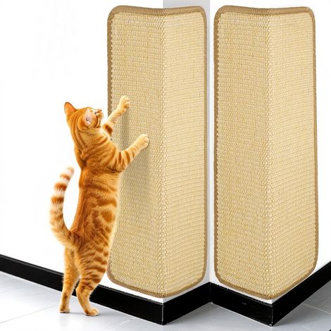 Kindfiber OÜ-2 tapis à griffer pour chat, 50 x 25 cm, en sisal, protègent les tapis et les canapés, avec fermeture Velcro et ruban adhésif double face, beige (1/5)