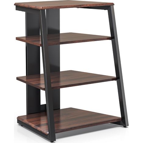 Meuble HIFI 4 étagères en bois vintage et acier – Capacité de charge 50kg – Pieds réglables pour sol inégal – Structure solide – Fitueyes