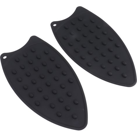 Lot de 2 tapis de repassage en silicone résistants aux chocs et à la chaleur, pour fers et planches à repasser, noir. (1/5)
