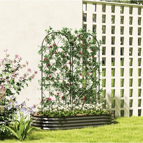 Treillis grimpant métal 50x150 cm noir, lot de 2, anti-rouille, pour jardin gain de place – MEUBLIV (1/5)