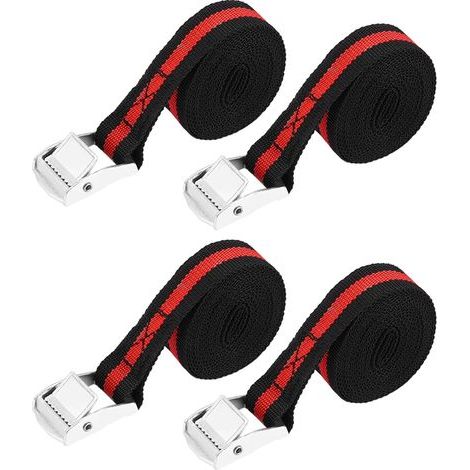 Sangle d'arrimage pour voiture et camion, 4 pièces, 8 pieds, sangle de chargement, arrimage de bagages, boucle de ceinture à cliquet (1/5)