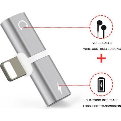 Adattatore per cuffie per iPhone 7/8/X, adattatore splitter Lightning doppio, accessori 2 in 1 per iPhone, caricabatterie, adattatore per cuffie (1/4)