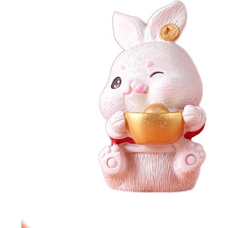 Dekorative Neujahrshasenfigur aus Kunstharz, 5-7 cm, Glücksbringer-Ornament für Auto oder Zuhause (1/5)