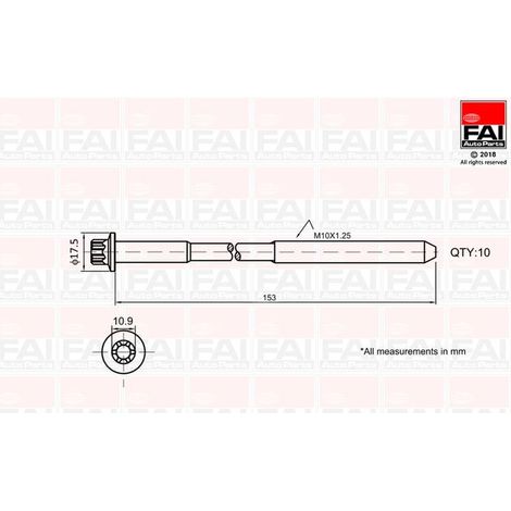 Jeu de boulons de culasse de cylindre FAI AutoParts B701 ALFA ROMEO 0607960