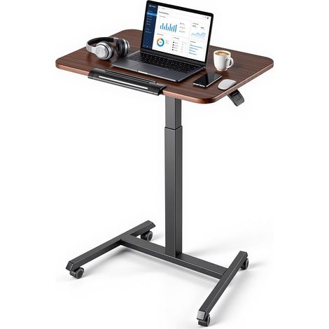 VEVOR Höhenverstellbarer Schreibtisch Computertisch 650x480x(760-1102)mm, Metallgestell, MDF-Tischplatte, 0-90° Neigbar, 15kg Belastbarkeit, Lenkrolle mit Bremsen, Steh-Sitz Tisch für Homeoffice Büro (1/5)