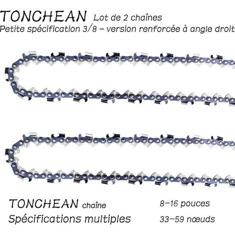 Guide et chaîne pour tronçonneuse – Lot de 2 chaînes 57 maillons – Longueur 40 cm (16 pouces) – Modèle renforcé à angle droit - 16pouces (1/5)