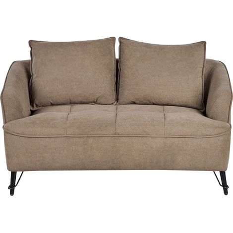 Sofa 2 Seater HOBRO Fabric Light Brown