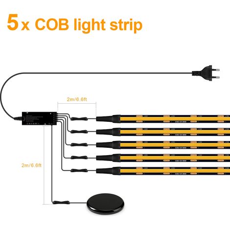 (5 bandes, lumière naturelle, 1 m) Panneau mural décoratif à grille intégrée, insonorisant, bandes lumineuses LED COB, 12 V (1/5)
