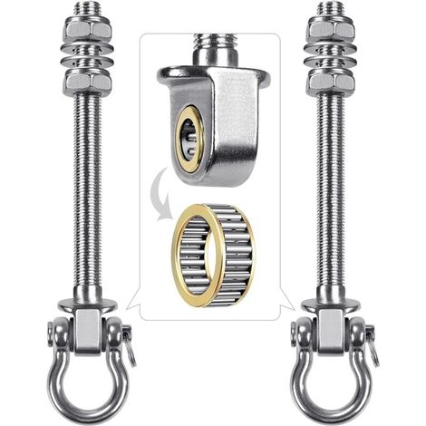 4-teiliges Hängeschaukel-Set mit Kugellager, 175 mm hochbelastbarer Hängemattenhaken, M10-Schraubbolzen für Hängesessel, drehbare Deckenbalkenhalterung, 1500 lbs (ca. 680 kg) Tragkraft