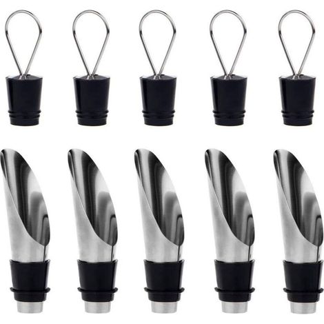 Lot de 5 Bouteilles Acier Inoxydable Bec Verseur Aérateur Cadeau Vin (1/5)