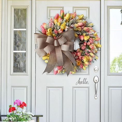 Guirlande Porte - Fleur Artificielle - 45 cm - Pour Intérieur Extérieur - Décoration Porte d'Entrée - 1 Pièce (1/5)