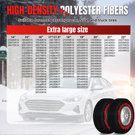 Jiubiaz 2 paia di coperture antineve rinforzate in tessuto per pneumatici, coperture in fibra di poliestere con fasce elastiche, coperture antineve per auto, SUV, pickup e camion taglia XL (1/5)