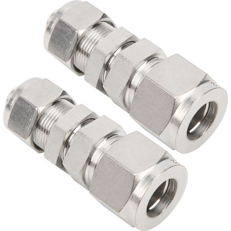 Raccord à compression en 2 parties pour montage traversant, 2 contacts, acier inoxydable 304, Ф12x10 (1/5)