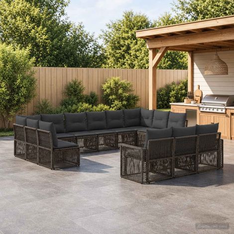 Set Divano da Giardino 13 pcs Grigio e Grigio Scuro polyrattan vidaXL (1/5)