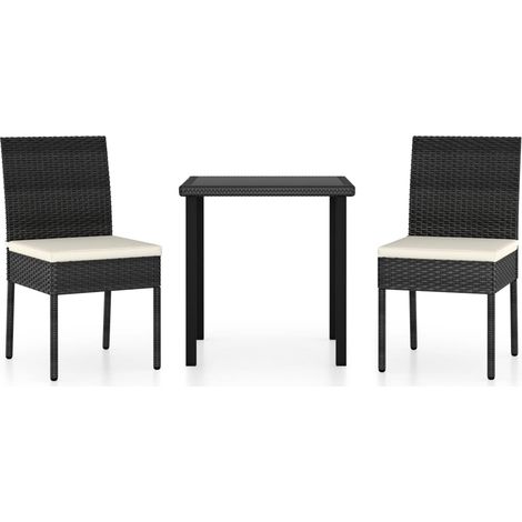 Maison Exclusive - 3-tlg. Garten-Essgruppe Poly Rattan Schwarz