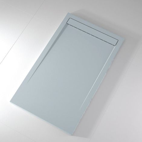Receveur de douche 70x140 cm extra plat CLEVER en résine surface ardoisée gris cendre