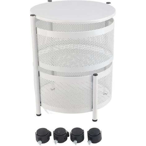 Étagère pivotante de cuisine en métal stable, panier rotatif à roulettes pour fruits et légumes, blanc rond, 4 étages (1/5)