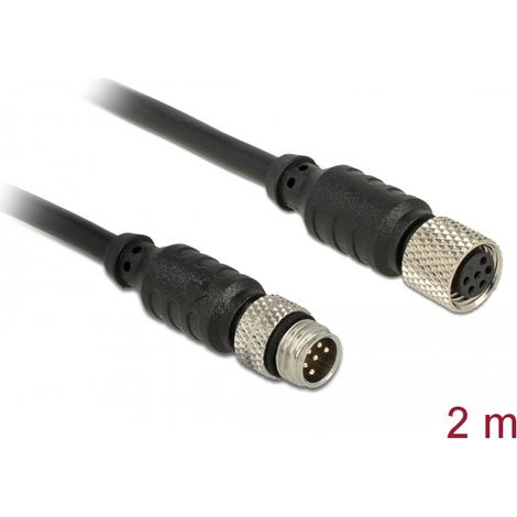 Delock M8 sensor / actuator extension cable M8 6 Pin male to M8 6 Pin female waterproof 2 m