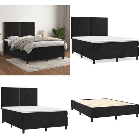 Boxspringbett mit Matratze Schwarz 140x200 cm Samt - Samtbett - Boxspringbett - Doppelbett - Schlafzimmermöbel - Luxusbett - Home & Living (1/5)
