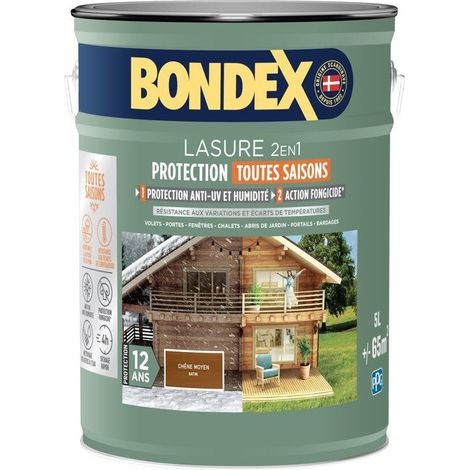 Lasure 2 in 1 Außenanstrich - Dunkel Eiche - Satin - 12 Jahre Schutz - Alle Jahreszeiten - Bondex - 5L