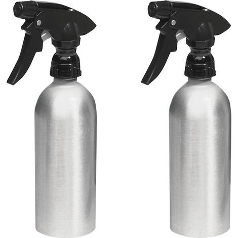 Vaporisateur Vide (Lot de 2) – pulvérisateur remplissable en Aluminium pour la Maison et Le Jardin métal brossé/Noir，250ml (1/5)