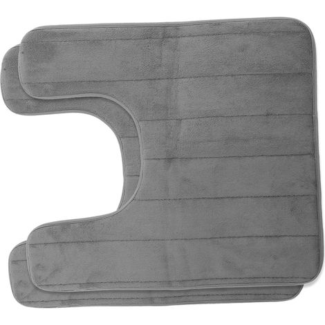 Non Slip Memory Foam Bath Mat U Shaped 50X60 CM Set of 2