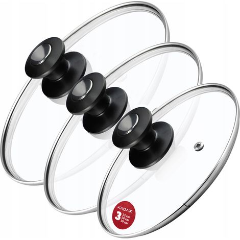KADAX Couvercle en Verre Ensemble de Couvercles 22/26/30cm (1/5)