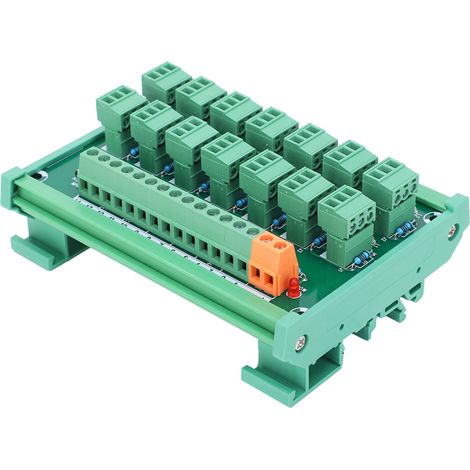 Bornier, carte d'acquisition 14 canaux 3 fils, commande par interrupteur sur rail DIN, transistors NPN et PNP, KP14LGtherC (1/5)