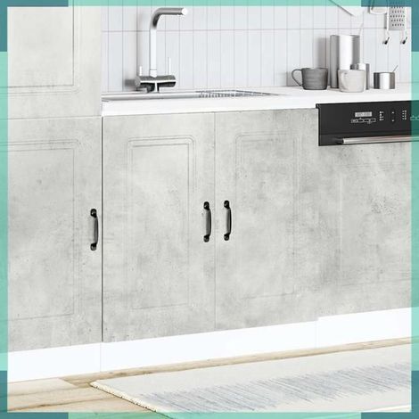 853451 Meuble bas pour évier Kalmar gris béton bois ingénierie (1/5)