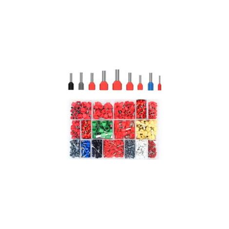 Kit di terminali a crimpare tipo 1200 - Connettori elettrici preisolati, a manicotto singolo e doppio, adatti per applicazioni fai-da-te e professionali. - Crezuo