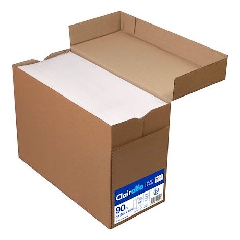 Pochette velin blanc 229 x 324 mm Clairefontaine 90 g avec fenêtre 50 x 100 - Boite de 250 (1/2)