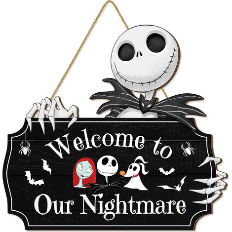 Panneau de porte de bienvenue en forme de crâne d'Halloween - Décoration d'entrée effrayante pour Halloween - Couronne de porte rustique en bois - Panneau mural en bois fantôme - Décoration extérieure (1/5)