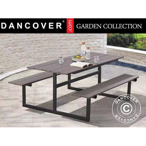 Picnic table, nonwood, 1.75x1.5 m, Black/Anthracite - Dancover (1/2)