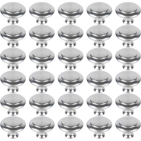 Bouton de meuble - 30 pièces - Bouton de meuble - Boutons d'armoire - Acier inoxydable - Avec vis - Boutons de porte pour armoires - Quincaillerie de meuble - Convient pour salles de bain, armoires, c (1/5)